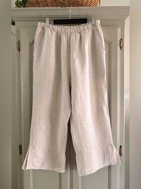 MATCH POINT Cropped Linen Pant | Natural | Size Small | #LP40